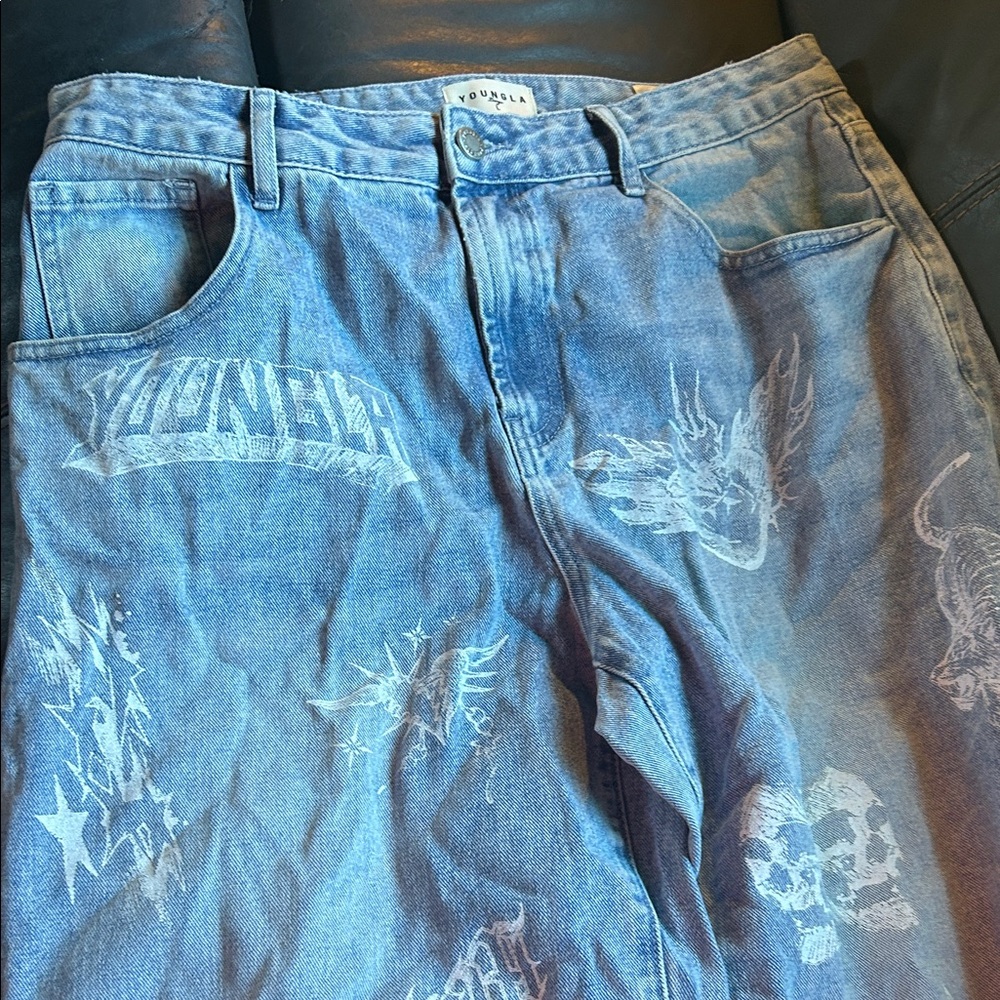 YoungLA Light Blue Men's Relaxed Jeans